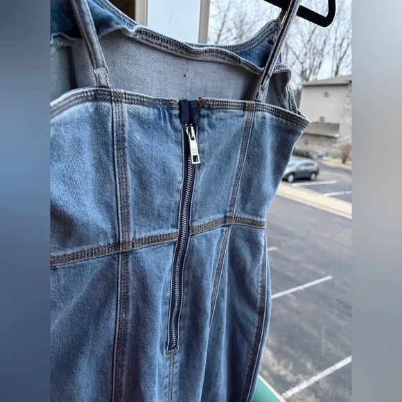 🆕Steve Madden Denim Midi Dress Size 2,4 Blue Jean Bodycon Slit Casual Chic Party - Picture 8 of 16